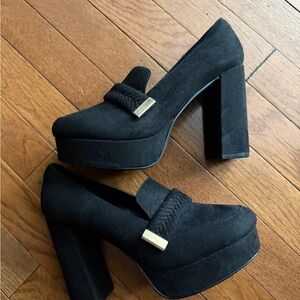 Just Fab Black Platform Loafers